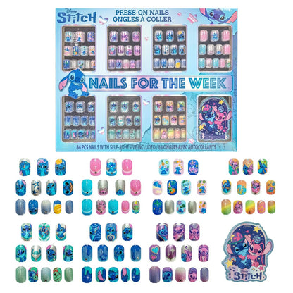 Disney Stitch 84-teiliges Glitzer-Glamour-Metallic-Aufklebenägel Set – Künstliche Fake-Nägel für Kinder, Mädchen und Tweens ab 6 Jahren von Townley Girl