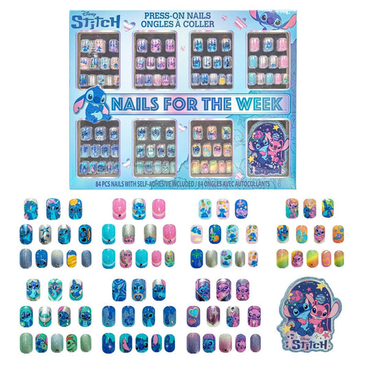 Disney Stitch 84-teiliges Glitzer-Glamour-Metallic-Aufklebenägel Set – Künstliche Fake-Nägel für Kinder, Mädchen und Tweens ab 6 Jahren von Townley Girl