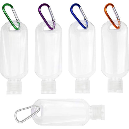 FUNAUPGO 5er-Pack nachfüllbare Reiseflaschen für Handdesinfektionsmittel mit Schlüsselanhänger – auslaufsichere, leere Plastik-Quetschflaschen für unterwegs