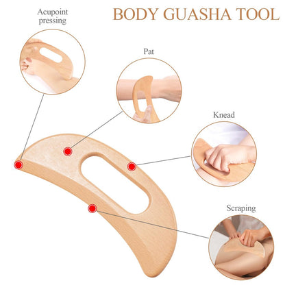 Dukucr 4-teiliges Holz-Massage-Set für Lymphdrainage und Körperformung – Anti-Cellulite und Schmerzlinderung