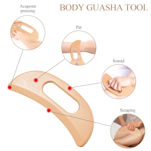 Dukucr 4-teiliges Holz-Massage-Set für Lymphdrainage und Körperformung – Anti-Cellulite und Schmerzlinderung