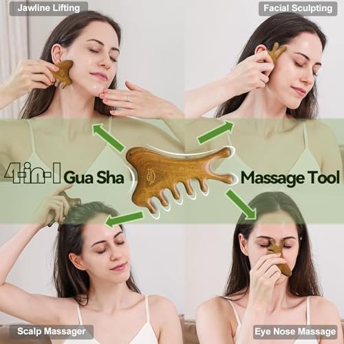 Dukucr 4-teiliges Holz-Massage-Set für Lymphdrainage und Körperformung – Anti-Cellulite und Schmerzlinderung