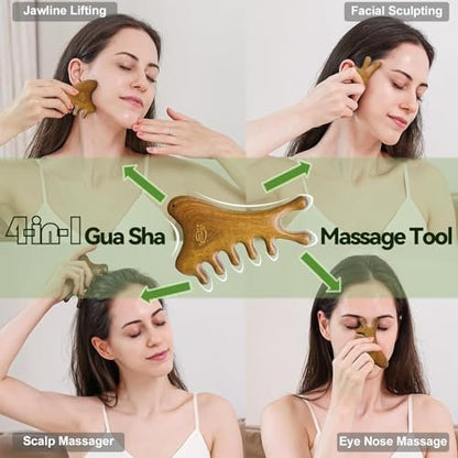 Dukucr 4-teiliges Holz-Massage-Set für Lymphdrainage und Körperformung – Anti-Cellulite und Schmerzlinderung