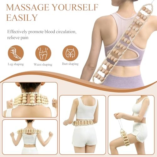 Dukucr 4-teiliges Holz-Massage-Set für Lymphdrainage und Körperformung – Anti-Cellulite und Schmerzlinderung