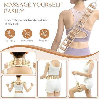 Dukucr 4-teiliges Holz-Massage-Set für Lymphdrainage und Körperformung – Anti-Cellulite und Schmerzlinderung