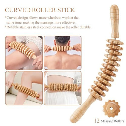 Dukucr 4-teiliges Holz-Massage-Set für Lymphdrainage und Körperformung – Anti-Cellulite und Schmerzlinderung