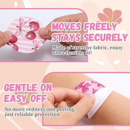 Geiserailie 30 Stück Klebepflaster für Dexcom G7 – Vorgeschnittene Blumenmotive Pink Bow – Kein Kleber in der Mitte – Sensorabdeckung für kontinuierlichen Glukosemonitor – Langzeitfixierung – Flexibel & Atmungsaktiv