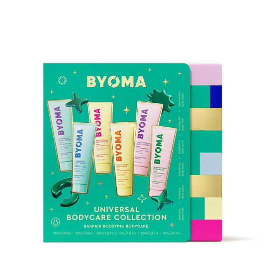 BYOMA Körperpflege Geschenkset (6-teilig) – Feuchtigkeitsspendend, aufhellend & für empfindliche Haut – Duschgel & Lotion in Reisegröße – Unterstützt die Hautbarriere