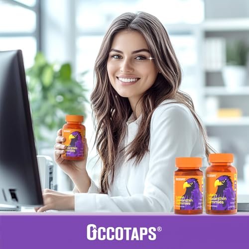 Occotaps Lutein & Zeaxanthin Augen-Vitamine Gummis für die tägliche Augengesundheit – 20 mg Lutein, zuckerfrei, hochdosiert mit Heidelbeerextrakt, Blaulichtschutz, sternförmige Gummis, 60 Stück