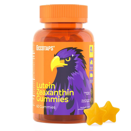Occotaps Lutein & Zeaxanthin Augen-Vitamine Gummis für die tägliche Augengesundheit – 20 mg Lutein, zuckerfrei, hochdosiert mit Heidelbeerextrakt, Blaulichtschutz, sternförmige Gummis, 60 Stück