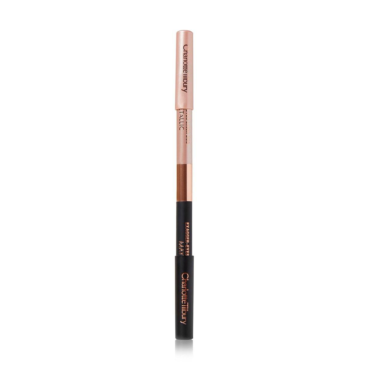 Charlotte Tilbury Exagger-Eyes Eyeliner Duo – Dual-Ended, wasserfest & langanhaltend – Metallic Champagne & Matt Schwarz