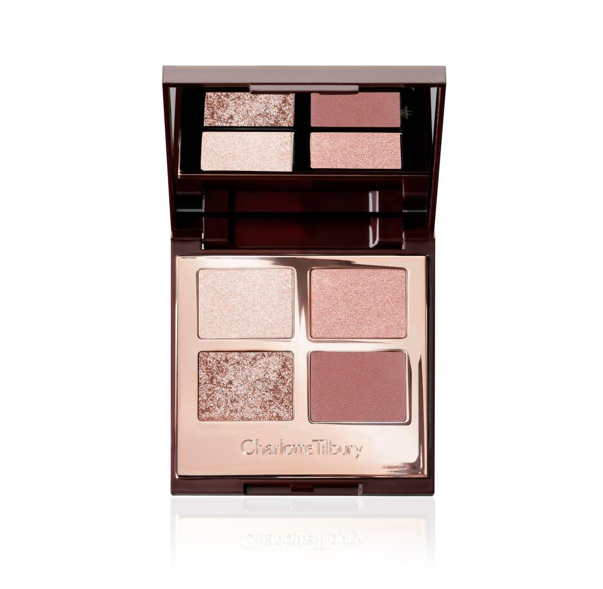 Charlotte Tilbury Bigger, Brighter Eyeshadow Palette – Lidschatten-Quad mit Schimmer & Satin-Matte in Roségold – Exagger-Eyes