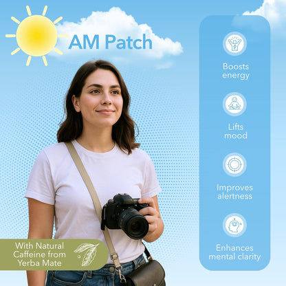 Laki Naturals Jet Lag AM & PM Travel Patches (1 Pack, 8 Stück) – Natürliche Tages- & Nachtunterstützung für Reisende – Energie, Fokus & erholsamer Schlaf – mit B12, Baldrian, Lavendel & mehr