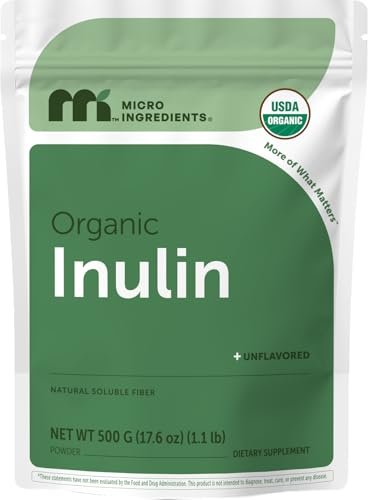 Micro Ingredients Bio Inulin FOS Faserpulver, 500 g | Schnell lösliches wasserlösliches Präbiotikum | Naturbelassen ohne Geschmack für Joghurt, Smoothies & Getränke | Vegan, klar lösend, Nicht-GVO