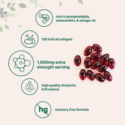 Micro Ingredients Antarktischer Krillöl Komplex mit natürlichem Astaxanthin, 1000 mg pro Portion, 150 Weichkapseln, reich an Omega-3 EPA & DHA, unterstützt Immunsystem & Gehirngesundheit, leicht zu schlucken