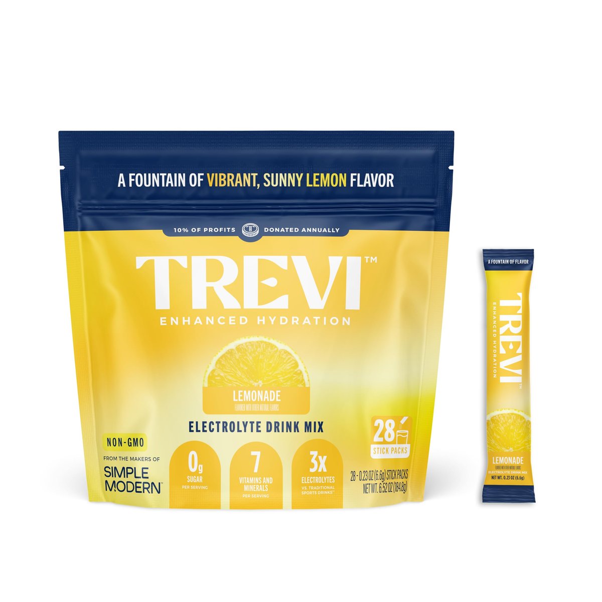 TREVI™ Everyday Sugar Free Electrolytes - Essentielles Trinkmischungs-Hydrationspulver-Päckchen - 28 Stück - Limonade