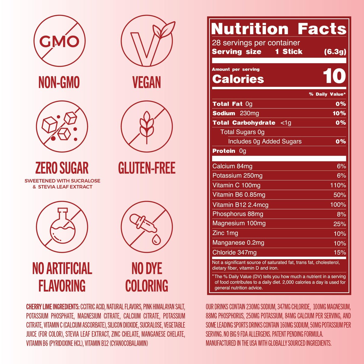 TREVI™ Everyday Sugar Free Electrolytes - Trinkmischung für Hydration - 28 Portionen - Kirsche Limette