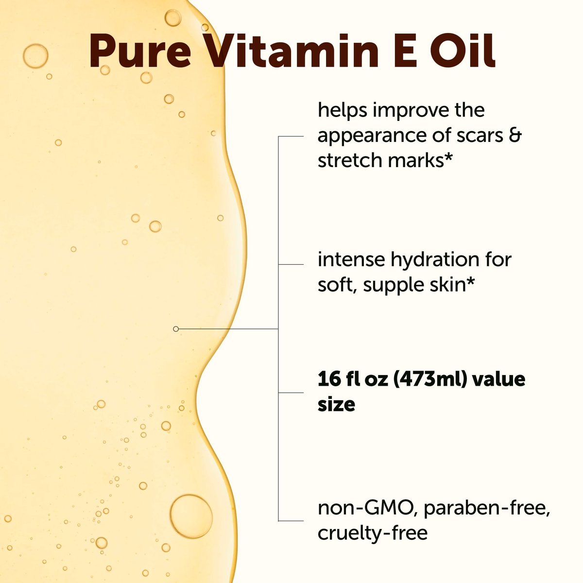 Micro Ingredients Bulk Size Reines Vitamin E Öl 40.000 IE, 480 ml – Tiefenfeuchtigkeitsspendendes Haut-, Gesichts- und Haaröl für trockene Haut, Narben und Dehnungsstreifen – Duftfrei, Nicht-GVO, Tierversuchsfrei