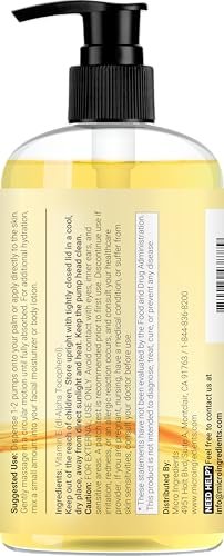 Micro Ingredients Bulk Size Reines Vitamin E Öl 40.000 IE, 480 ml – Tiefenfeuchtigkeitsspendendes Haut-, Gesichts- und Haaröl für trockene Haut, Narben und Dehnungsstreifen – Duftfrei, Nicht-GVO, Tierversuchsfrei