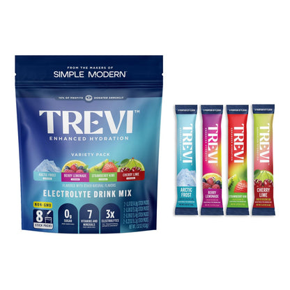 TREVI™ Everyday Sugar Free Electrolytes - Trinkmischung für Hydration - 8 Portionen - Probiervariante mit Cherry Lime, Strawberry Kiwi, Berry Lemonade, Arctic Frost