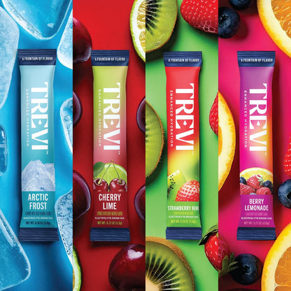 TREVI™ Everyday Sugar Free Electrolytes - Trinkmischung für Hydration - 8 Portionen - Probiervariante mit Cherry Lime, Strawberry Kiwi, Berry Lemonade, Arctic Frost