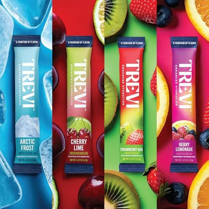 TREVI™ Everyday Sugar Free Electrolytes - Trinkmischung für Hydration - 8 Portionen - Probiervariante mit Cherry Lime, Strawberry Kiwi, Berry Lemonade, Arctic Frost
