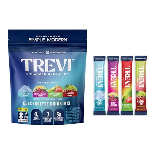 TREVI™ Everyday Sugar Free Electrolytes - Trinkmischung für Hydration - 8 Portionen - Probiervariante mit Cherry Lime, Strawberry Kiwi, Berry Lemonade, Arctic Frost