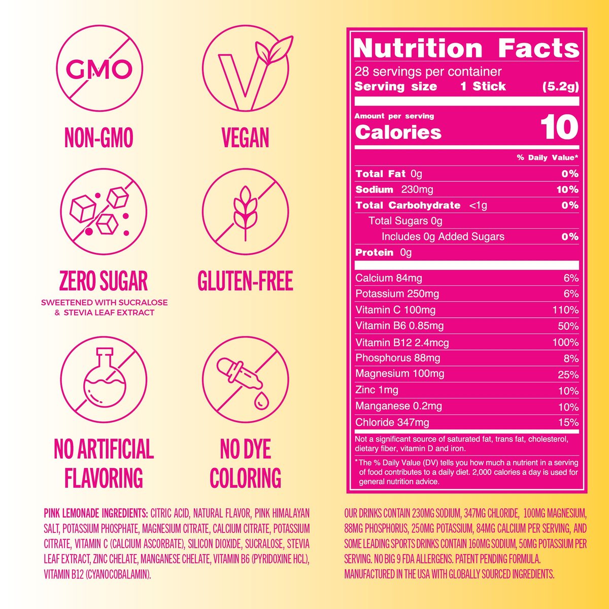 TREVI™ Everyday Sugar Free Electrolytes – Hydration Pulverbeutel – Pink Lemonade – 28 Portionen