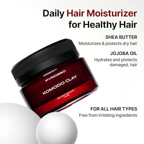 Pyrosso Komodo Clay – Starker Halt & Mattes Finish für Herren | Lang anhaltende Textur & Volumen | Wasserbasiert | Rückstandsfrei | 48 g