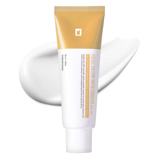 TOSOWOONG Real Glow Rice Cream – 42% Reiswasser feuchtigkeitsspendende Gesichtscreme mit Hyaluronsäure und 6 Ceramiden, 50 ml