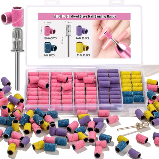 100er-Pack Nagelfräser-Schleifbänder – gemischte Körnungen 80/120/180/240 für Acryl- und Gel-Nägel
