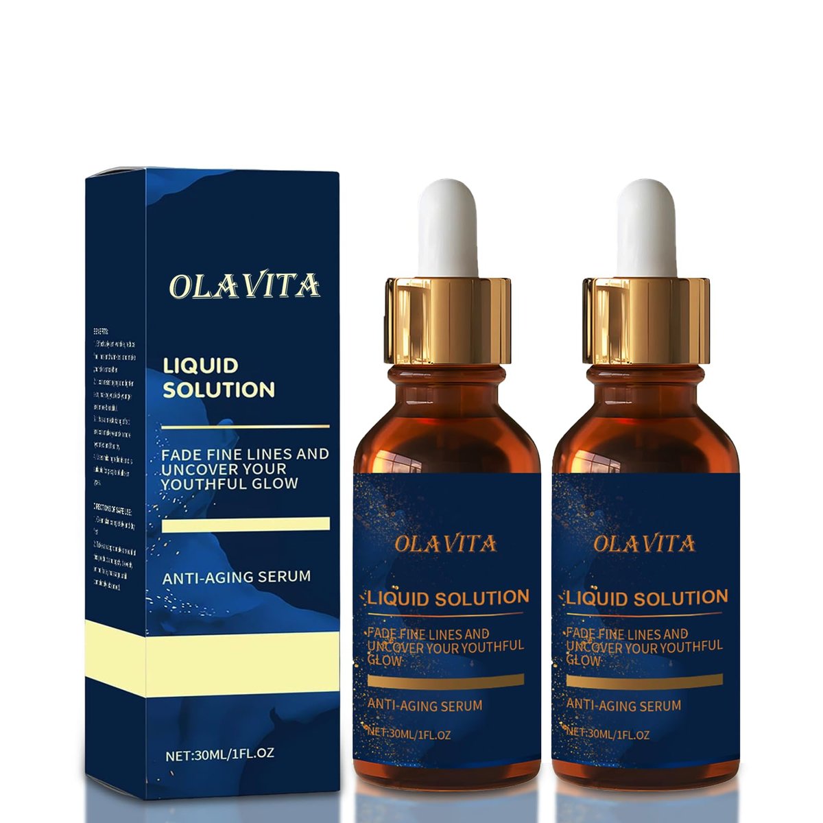 OLAVITA Gesichtsserum, flüssige Anti-Aging-Lösung mit Vitamin C, E, Retinol & Aloe, fördert Kollagen, verkleinert Poren, mildert Falten & feine Linien (2er-Pack)