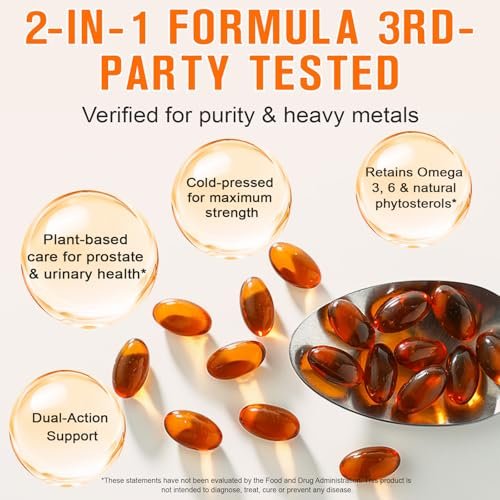 Kürbiskernöl mit Sägepalme, 1000 mg pro Portion, 300 Weichkapseln – Kaltgepresstes Kürbiskernöl für Haar, Prostata, Blase & Harnwege – Nicht-GVO, Glutenfrei, Rein & Natürlich