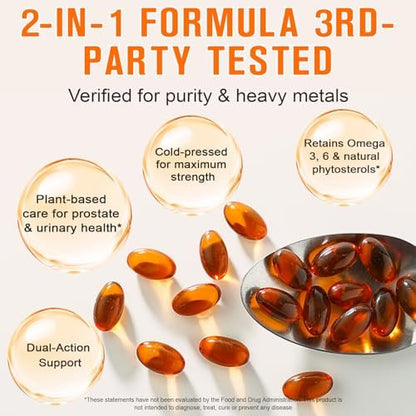 Kürbiskernöl mit Sägepalme, 1000 mg pro Portion, 300 Weichkapseln – Kaltgepresstes Kürbiskernöl für Haar, Prostata, Blase & Harnwege – Nicht-GVO, Glutenfrei, Rein & Natürlich
