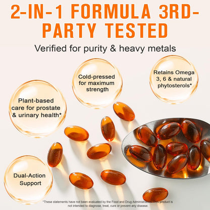 Kürbiskernöl mit Sägepalme, 1000 mg pro Portion, 300 Weichkapseln – Kaltgepresstes Kürbiskernöl für Haar, Prostata, Blase & Harnwege – Nicht-GVO, Glutenfrei, Rein & Natürlich