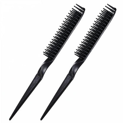 3-reihiger Haarkamm-Set mit Rattenschwanz, Stylingkamm für Locken, Entwirrkämme für Frauen und Männer, 2 Stück, Schwarz