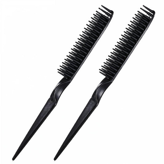 3-reihiger Haarkamm-Set mit Rattenschwanz, Stylingkamm für Locken, Entwirrkämme für Frauen und Männer, 2 Stück, Schwarz