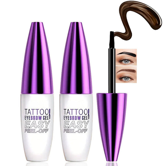 2 Stücke Dunkelbraunes Tattoo Augenbrauen Gel – Einfach Abziehbar, Getöntes Augenbrauen Gel, Wasserfest & Schweißfest & Übertragungssicher, Den Ganzen Tag Halt, für Alle Hauttypen, Muttertag Make-up Geschenk