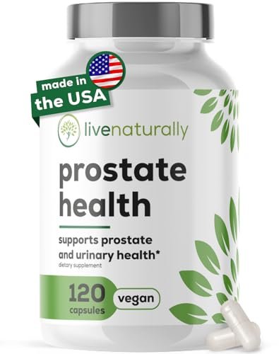 livenaturally Prostata-Gesundheit Nahrungsergänzungsmittel für Männer, Fortschrittliche Formel mit Sägepalme, Kürbiskern, Brennnesselwurzel, Zink, Selen und Vitamin E, 120 Kapseln, Unterstützung für Harnwege und Prostata