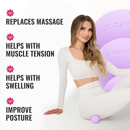 REVONS 3-in-1 Massageball-Set – Lacrosse Bälle für myofasziale Entspannung, Rückenschmerzen, Gesichtsfitness, Triggerpunkte, Yoga, Physiotherapie, Muskelregeneration und Tiefengewebsmassage (Lila)