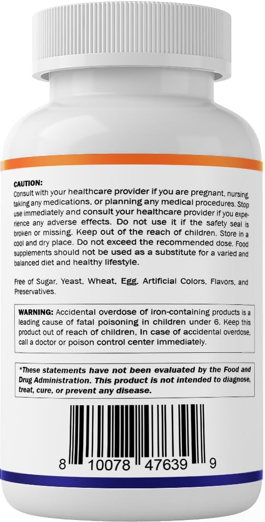 Vitamatic Eisenpräparat mit Ferrofumarat 325 mg + Vitamin C 100 mg – Hochdosiertes Eisen (104 mg elementares Eisen) – Magenfreundlich, 120 überzogene Tabletten, Hergestellt in den USA