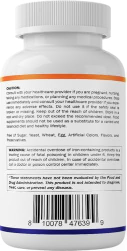 Vitamatic Eisenpräparat mit Ferrofumarat 325 mg + Vitamin C 100 mg – Hochdosiertes Eisen (104 mg elementares Eisen) – Magenfreundlich, 120 überzogene Tabletten, Hergestellt in den USA