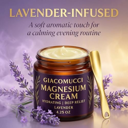 Magnesium Creme für nächtliche Erholung – Magnesiumchlorid Körperbalsam – Schnell einziehende Lotion für Beine, Arme & Brust – Schlafunterstützung & Wellness – Sicher für Kinder – Lavendel