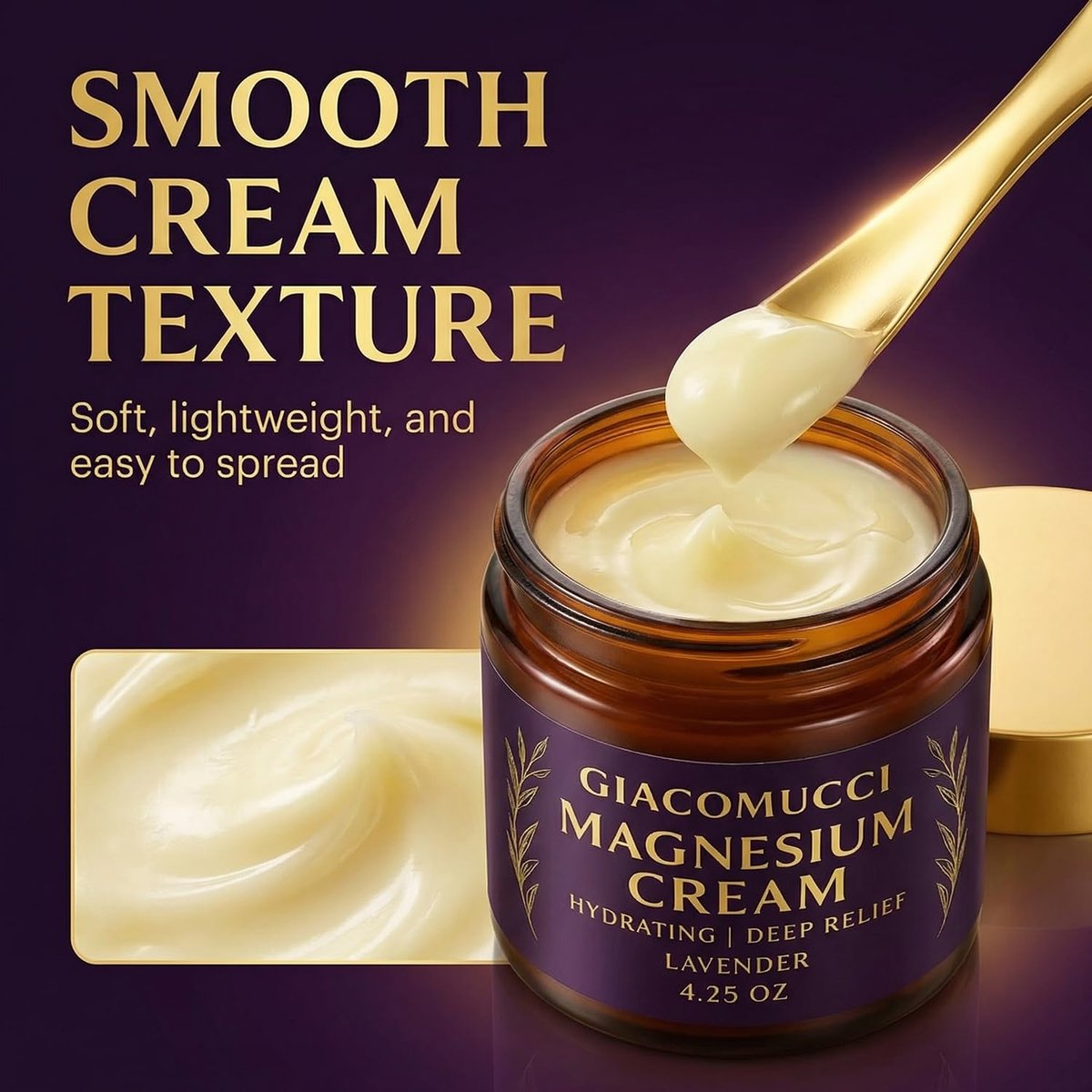 Magnesium Creme für nächtliche Erholung – Magnesiumchlorid Körperbalsam – Schnell einziehende Lotion für Beine, Arme & Brust – Schlafunterstützung & Wellness – Sicher für Kinder – Lavendel