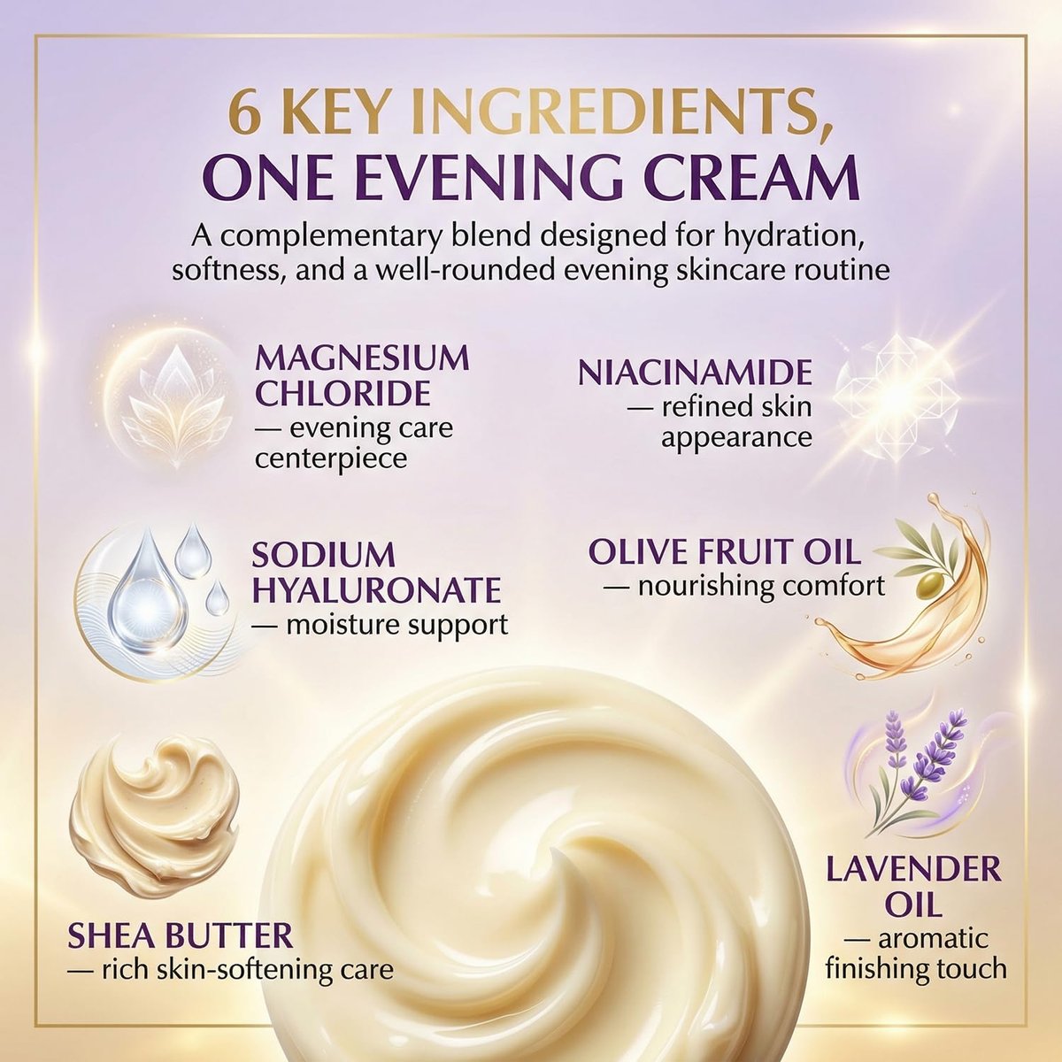Magnesium Creme für nächtliche Erholung – Magnesiumchlorid Körperbalsam – Schnell einziehende Lotion für Beine, Arme & Brust – Schlafunterstützung & Wellness – Sicher für Kinder – Lavendel