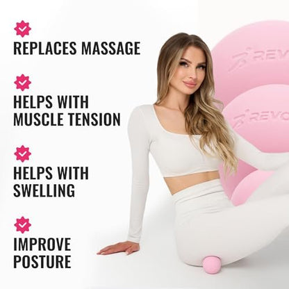 REVONS 3-in-1 Massageball-Set – Lacrosse-Bälle für myofasziale Entspannung, Rückenschmerzen, Gesichtsfitness, Triggerpunkte, Yoga, Physiotherapie, Muskelregeneration und sanfte Tiefengewebsmassage (Pink)