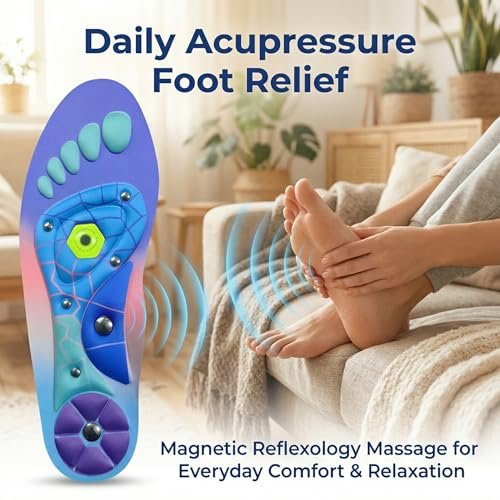 Orthopädische Akupressur-Einlegesohlen für Damen & Herren, Reflexzonen-Massage-Fußbetten zur Schmerzlinderung, bequemer Halt für den täglichen Gebrauch (Neu Rosa, S (Herren 4-7 / Damen 5-8))