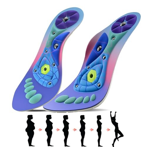 Orthopädische Akupressur-Einlegesohlen für Damen & Herren, Reflexzonen-Massage-Fußbetten zur Schmerzlinderung, bequemer Halt für den täglichen Gebrauch (Neu Rosa, S (Herren 4-7 / Damen 5-8))