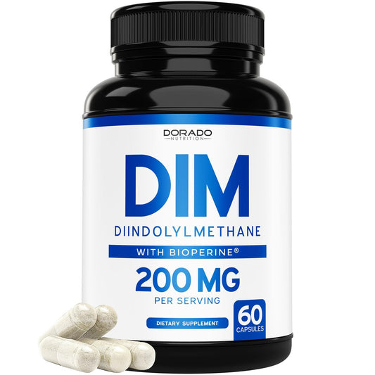 DIM Supplement für Frauen & Männer (Diindolylmethan Östrogenblocker, Hormonelle Aknebehandlung, Hormonbalance) - 200 mg pro Portion, Vegan, Glutenfrei, USA-Herstellung (60 Kapseln)
