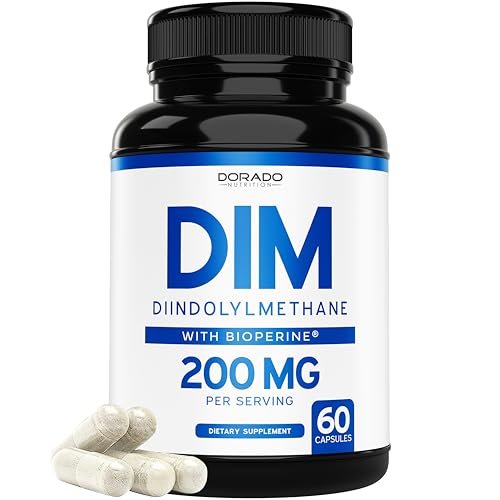 DIM Supplement für Frauen & Männer (Diindolylmethan Östrogenblocker, Hormonelle Aknebehandlung, Hormonbalance) - 200 mg pro Portion, Vegan, Glutenfrei, USA-Herstellung (60 Kapseln)